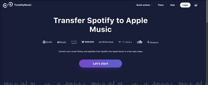 go to TuneMyMusic | Transfer Spotify Playlists to Apple Music