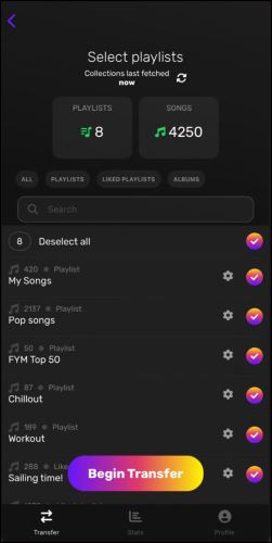 tap Select All | Transfer Spotify Playlists to Apple Music