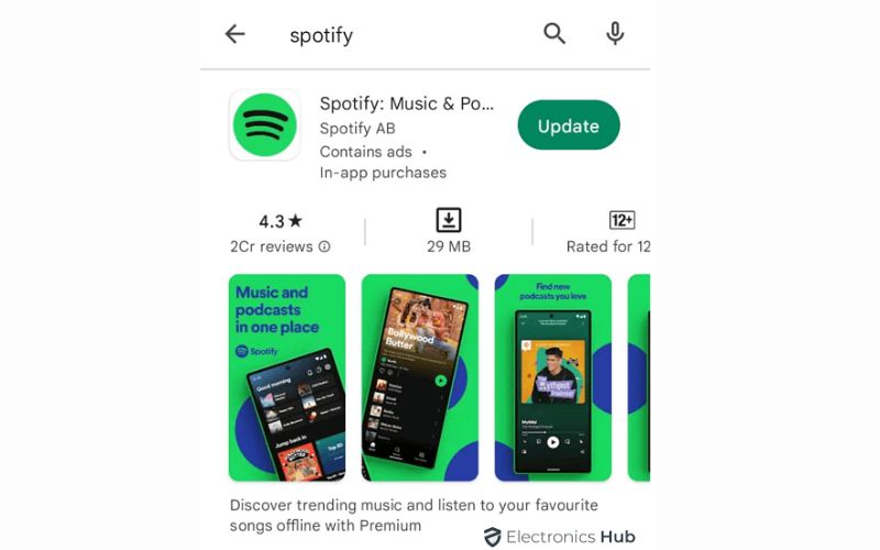 tap Update | Spotify Downloaded Songs Not Playing Phone