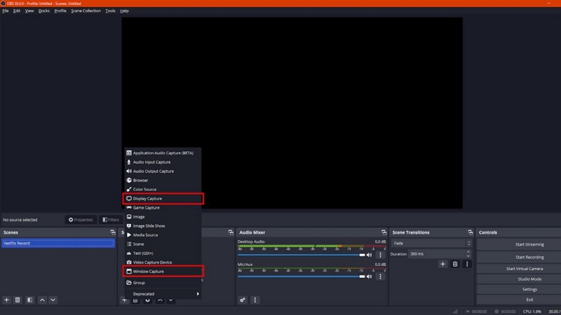 Display Capture | how to screen record netflix